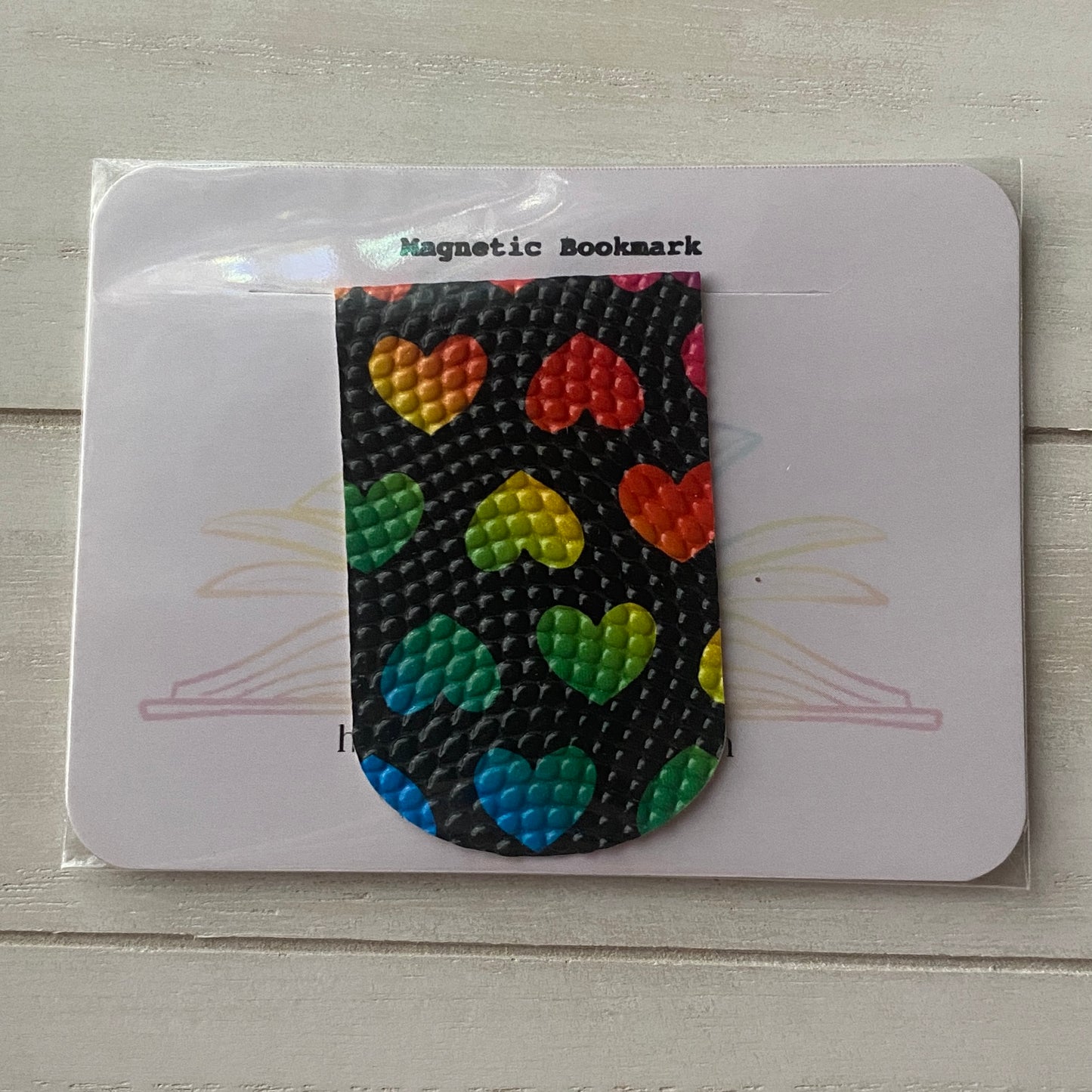Rainbow Textured Hearts Magnetic Bookmark